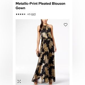 Metallic print pleated dress